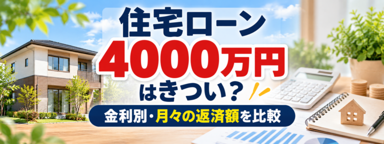 住宅ローン4000万円はきつい？月々の返済額を金利別にシミュレーション
