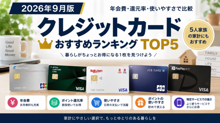 【2026年9月版】おすすめクレジットカードTOP5｜年会費・還元率を徹底比較