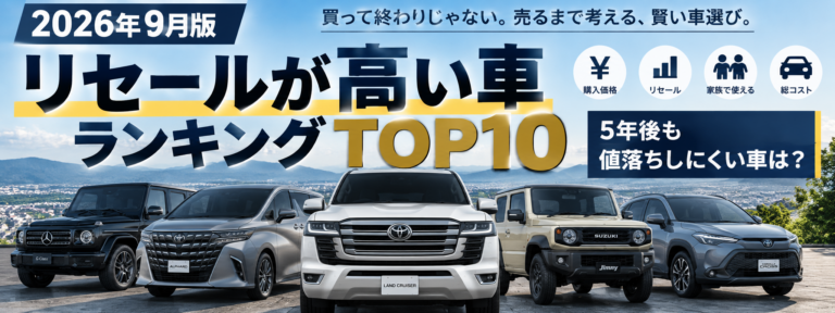 【2026年9月版】リセールが高い車ランキングTOP10｜5年後も値落ちしにくい車は？